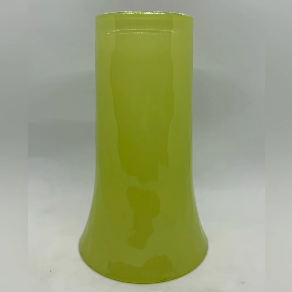 Vintage Green/Yellow Libbey Art Glass Company Rippled Translucent Vase